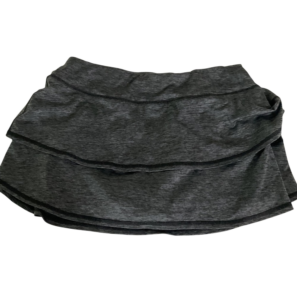 TKO Dry-Tek Heathered Gray Tiered Athletic Skort Medium Space Dye Tennis Skirt